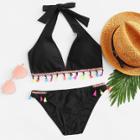 Shein Tassel Detail Halter Bikini Set