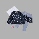 Shein Toddler Girls Heart & Letter Print Top With Pants