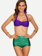 Shein Contrast Ruched Front Mermaid Bikini Set