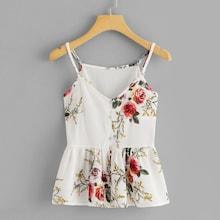 Shein Single Breasted Floral Print Cami Top