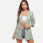 Shein Double Breasted Solid Blazer