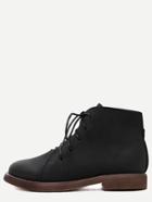 Shein Black Distressed Pu Lace Up Oxford Boots
