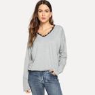 Shein Contrast Lace V-neck Tee