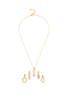 Shein Slogan Pendant Necklace With 4pcs Rhinestone Charm