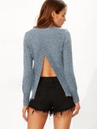Shein Blue Split Back Fleck Sweater