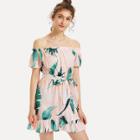 Shein Off-shoulder Frill Trim Floral Dress