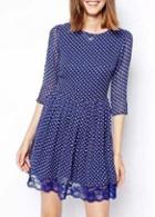 Rosewe Lovely Round Neck Three Quarter Sleeve A Line Dress