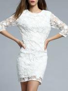 Shein White Crochet Hollow Out Sheath Dress