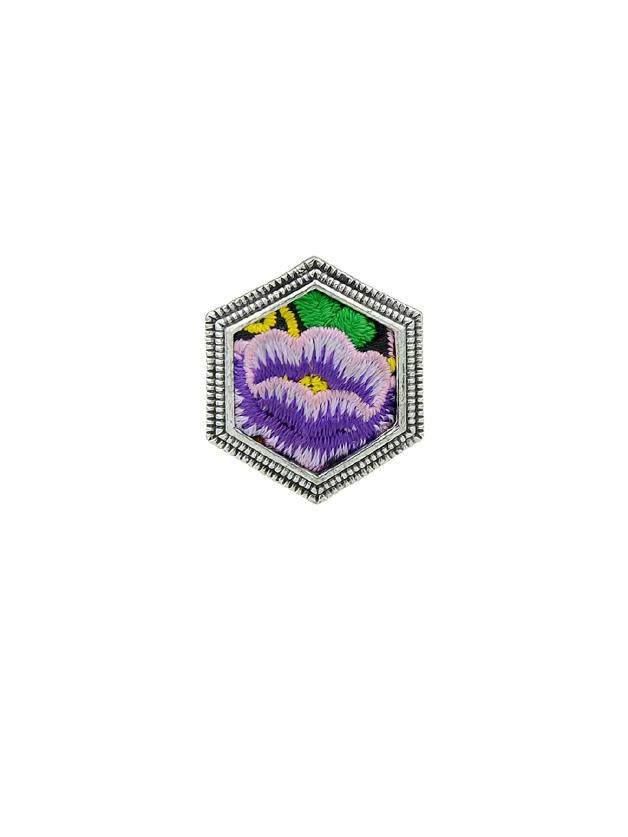 Shein Purple Handmade Flower Pattern Embroidery Rhombic Finger Rings