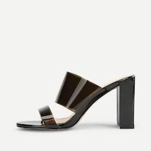 Shein Pvc Strap Block Heeled Pumps