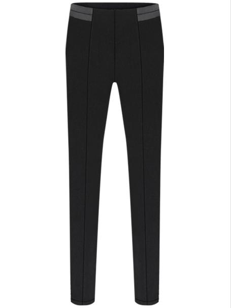 Shein Black Contrast Pu Leather Slim Pant