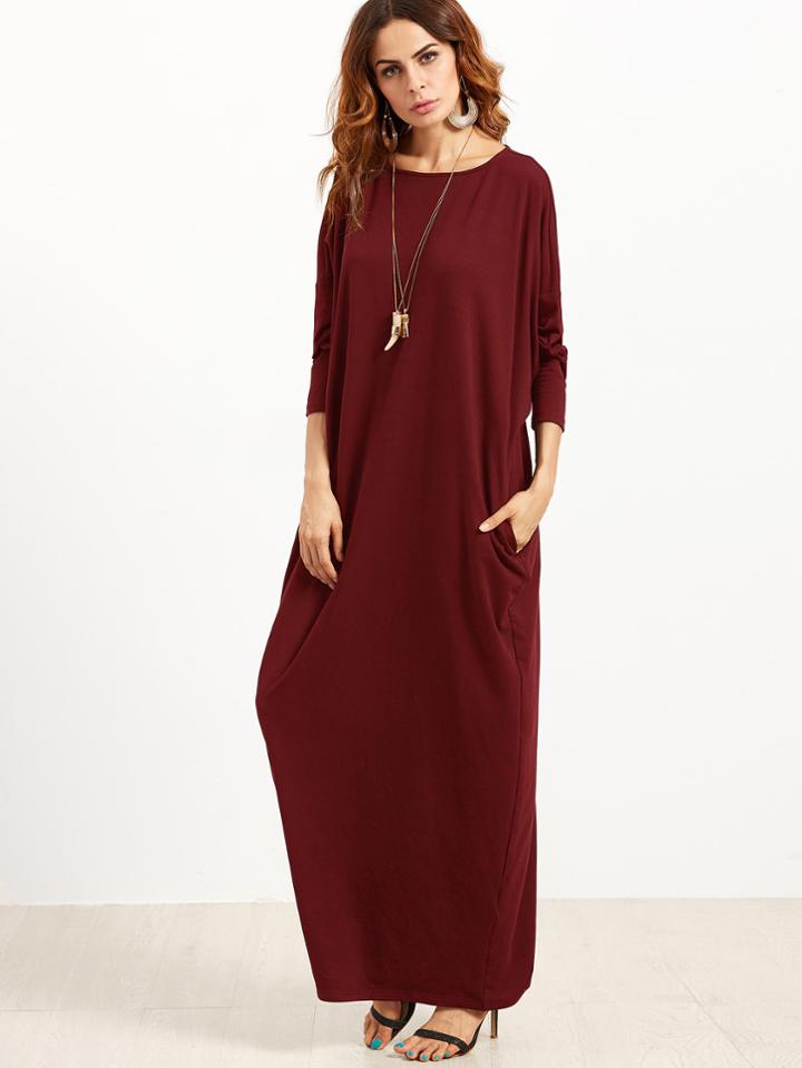 Shein Pocket Side Dolman Sleeve Cocoon Dress
