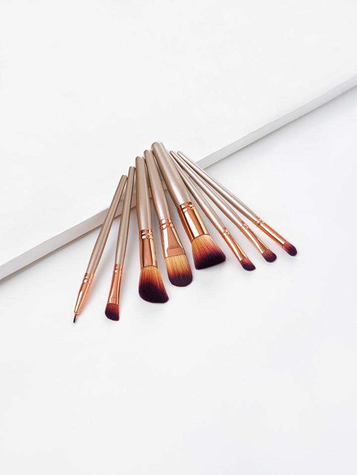 Shein Metallic Handle Makeup Brush Set 8pcs
