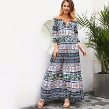 Shein Off Shoulder Fringe Tie Neck Dress
