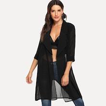 Shein Waterfall Neck Mesh Coat