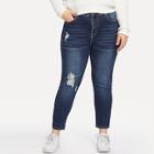 Shein Plus Rips Detail Bleached Jeans