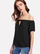 Shein Bardot High Low Surplice Top
