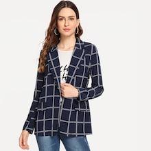 Shein Notch Collar Grid Blazer