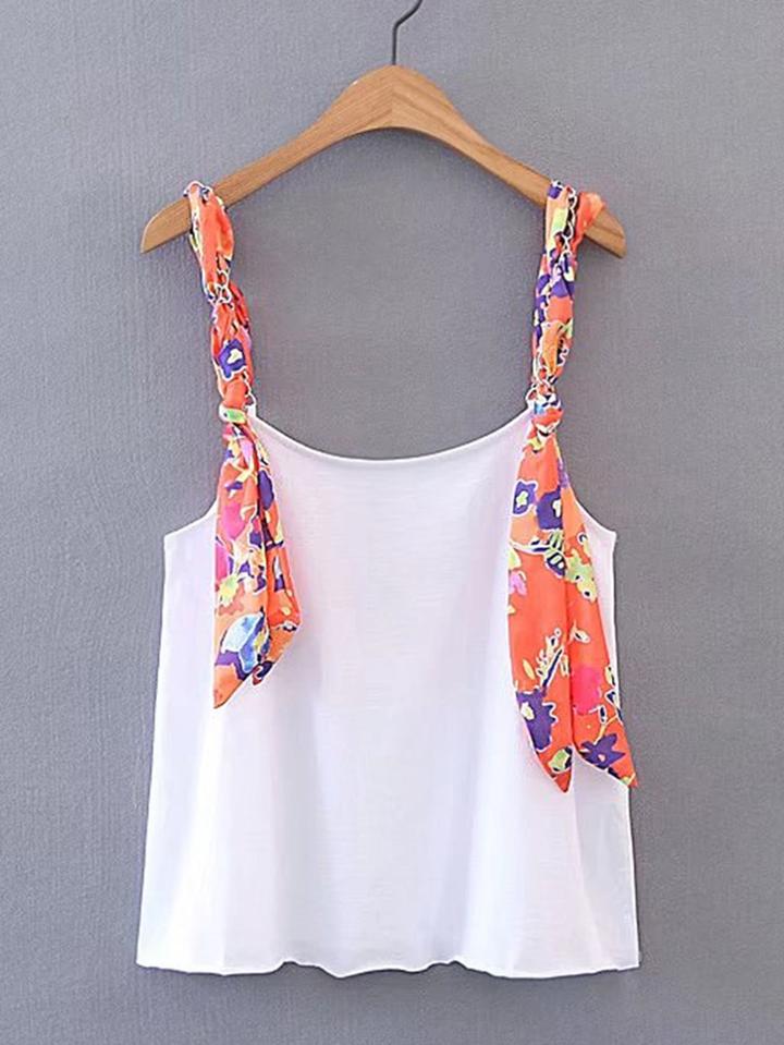 Shein Contrast Flower Print Strap Cami Top