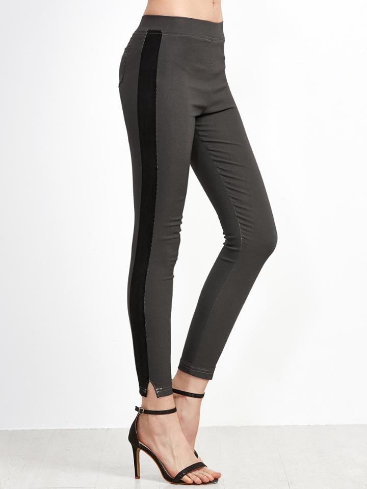 Shein Contrast Elastic Waist Split Leggings