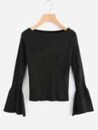 Shein Fluted Sleeve Ribbed Sweater