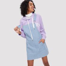 Shein Pocket Front Adjustable Strap Striped Pinafore Dress