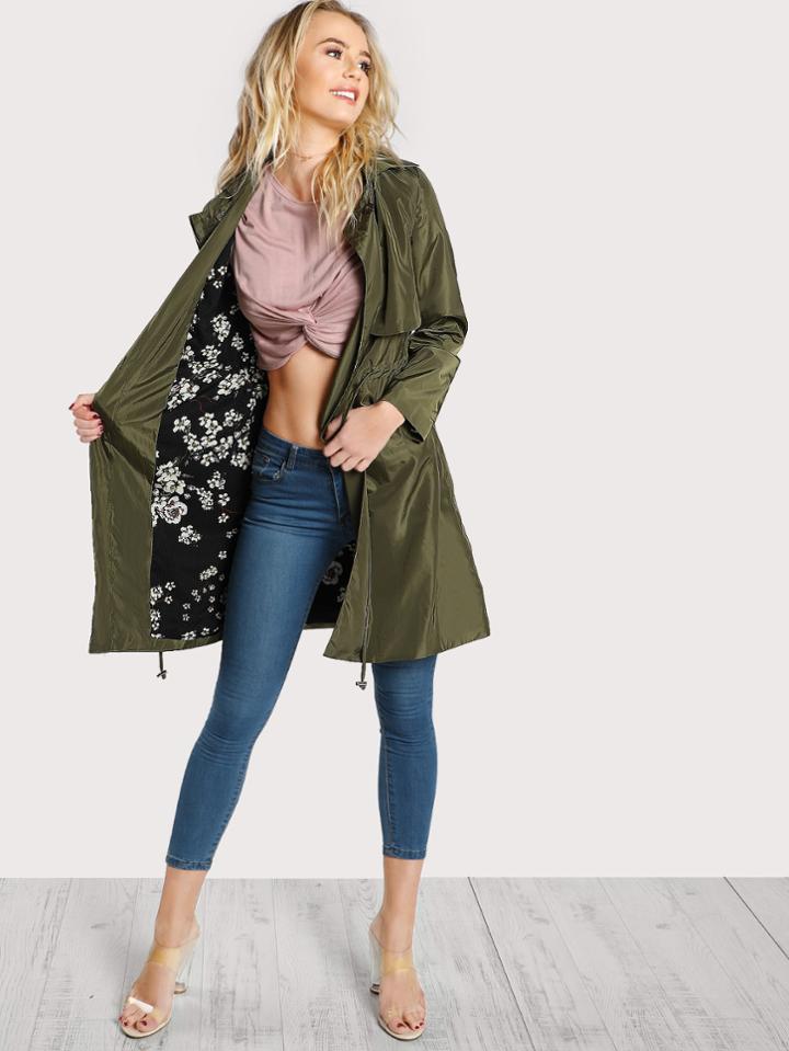 Shein Gun Flap Detail Drawstring Waist Coat