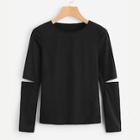 Shein Cut-out Sleeve Solid Tee