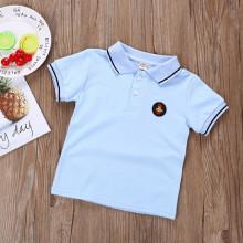 Shein Boys Embroidery Patched Solid Polo Shirt