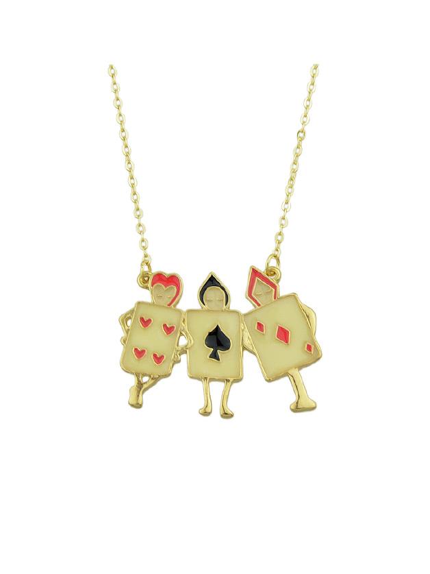 Shein Enamel Playing Cards Figure Shape Pendant Necklace