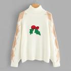 Shein Geo Print Raglan Sleeve Embroidery Jumper