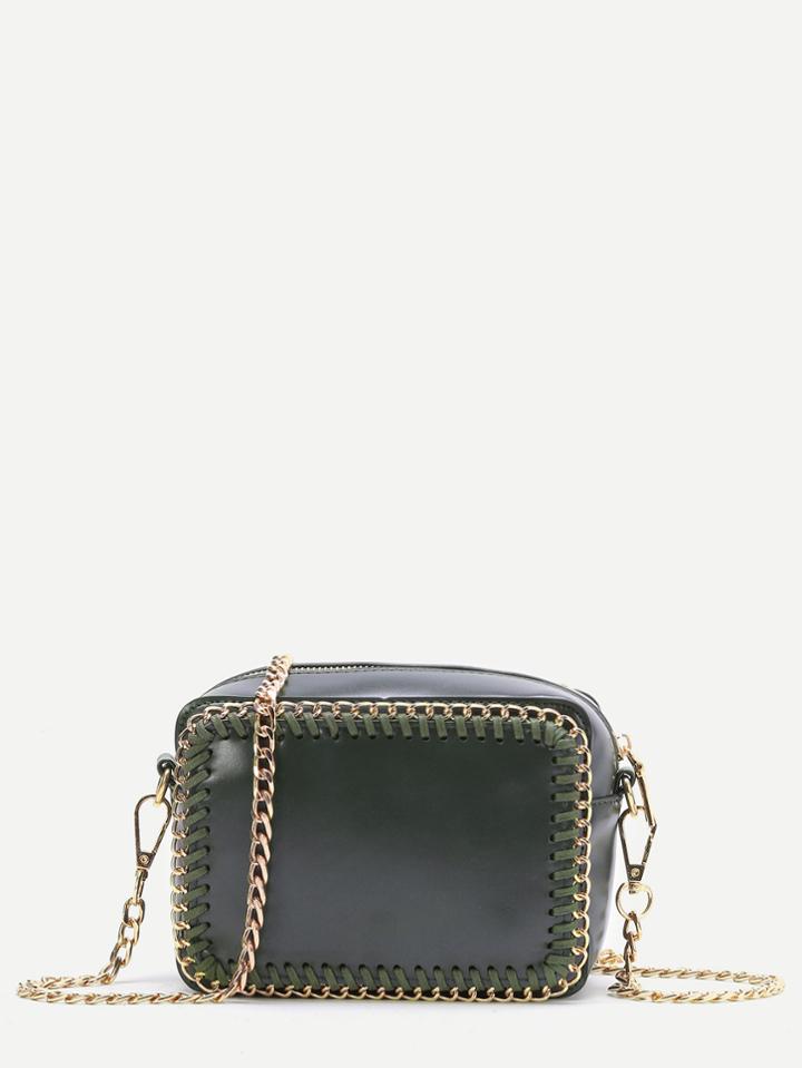 Shein Dark Green Woven Trim Cross Body Bag