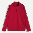 Shein Men Zip Half Placket Letter Tape Sweatshirt