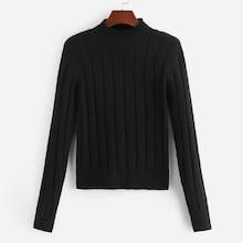 Shein Plus Stand Collar Rib Knit Jumper