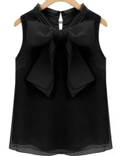 Shein Black Bow Organza Tank Top