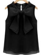 Shein Black Bow Organza Tank Top