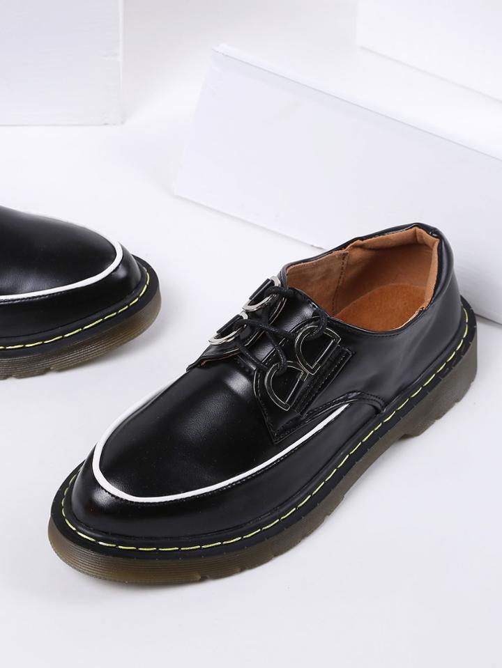 Shein Lace Up Patent Leather Flat Shoes