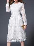 Shein White Sheer Crochet A-line Dress