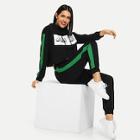 Shein Colorblock Letter Crop Hoodie And Sweatpants Set