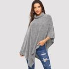 Shein High Neck Marled Poncho Coat