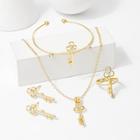 Shein Key Design Necklace & Bracelet & Earrings & Ring