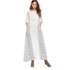 Shein Contrast Stripe Pocket Longline Dress