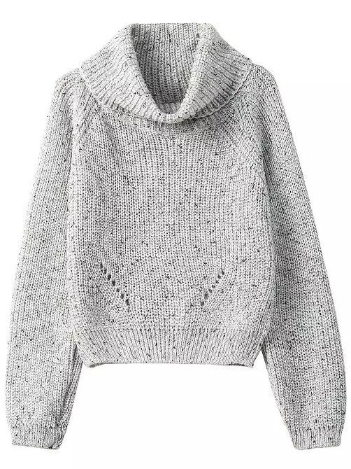 Shein Grey High Neck Crop Knit Sweater