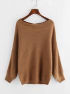 Shein Boat Neckline Textured Knit Sweater