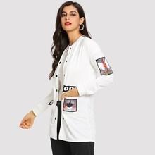 Shein Patched Longline Coat