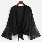 Shein Plus Lace Contrast Bell Sleeve Solid Coat