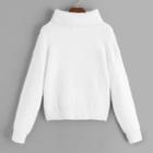 Shein Rolled Neck Solid Fuzzy Sweater