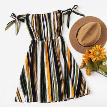 Shein Multi-stripe Tie Detail Dress