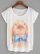 Shein White Rabbit Print T-shirt