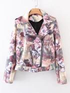 Shein Belted Floral Suede Jacket